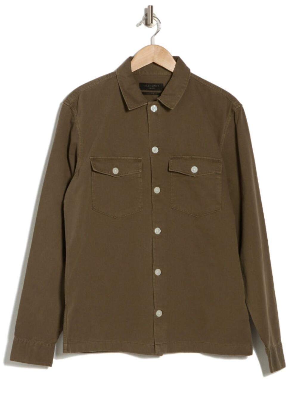 ALLSAINTS men's 100% organic cotton long sleeve Aerials button up slim shirt